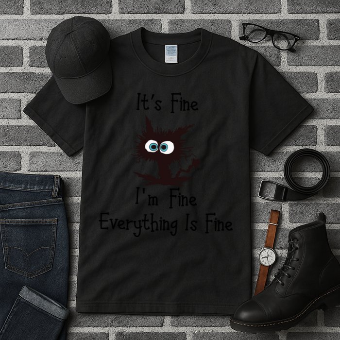 It's Fine I'm Fine Everything Is Fine Funny Cat Tall T-Shirt