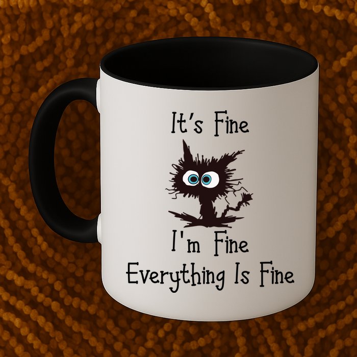 It's Fine I'm Fine Everything Is Fine Funny Cat Mug