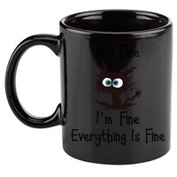 It's Fine I'm Fine Everything Is Fine Funny Cat 11oz C Handle Ceramic Mug