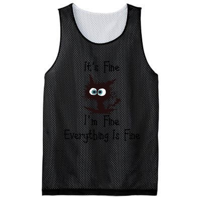 It's Fine I'm Fine Everything Is Fine Funny Cat Mesh Reversible Basketball Jersey Tank