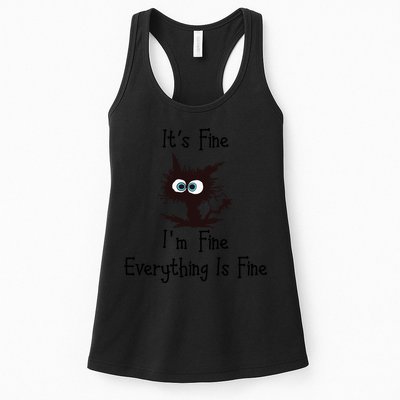 It's Fine I'm Fine Everything Is Fine Funny Cat Womens Tank Top