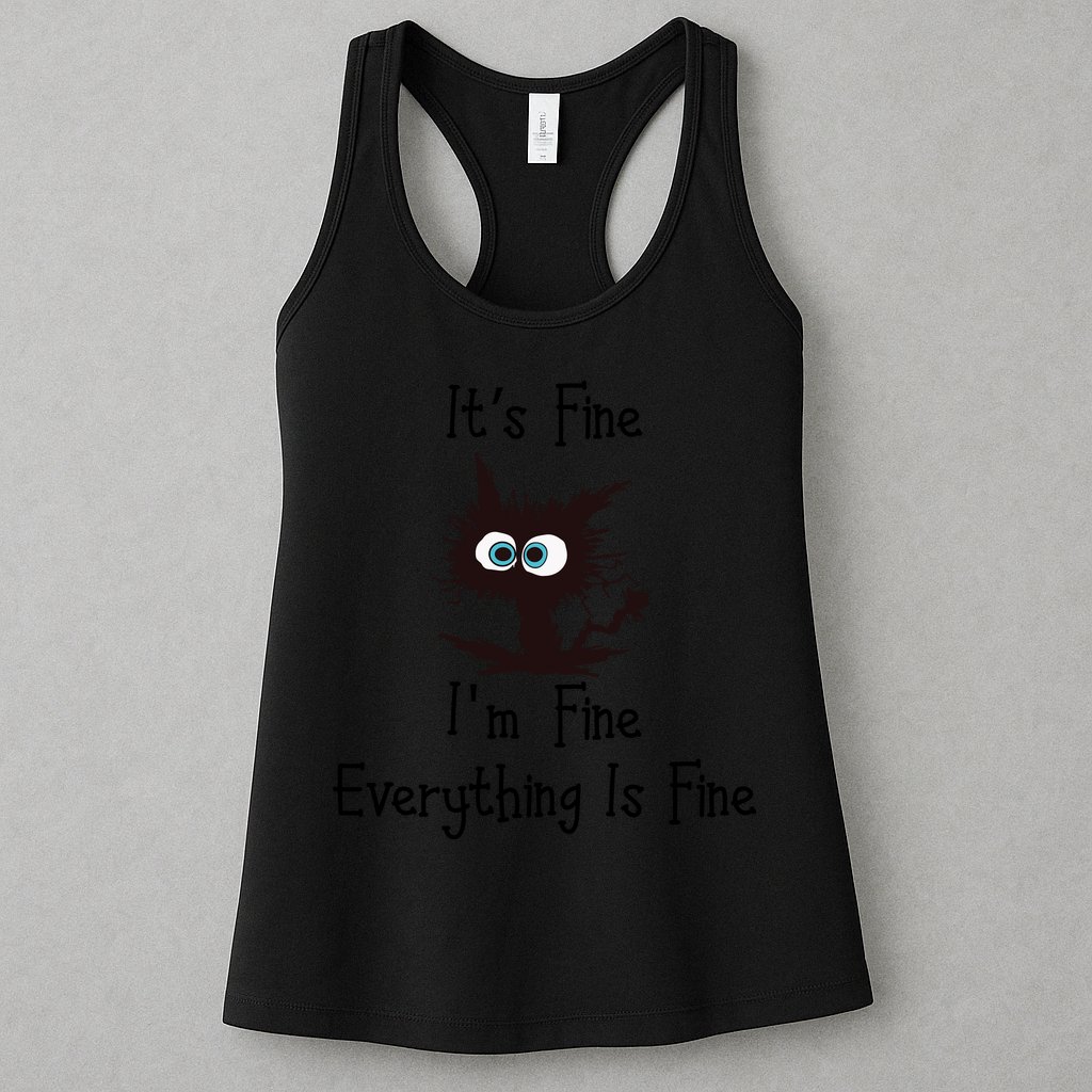 It's Fine I'm Fine Everything Is Fine Funny Cat Womens Tank Top