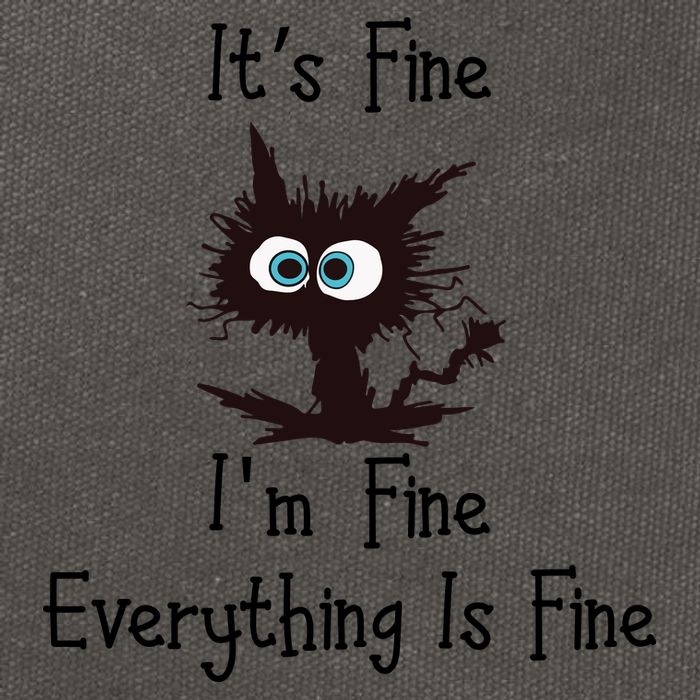 It's Fine I'm Fine Everything Is Fine Funny Cat Cotton Canvas Backpack