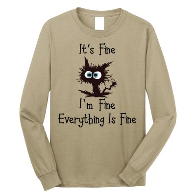 It's Fine I'm Fine Everything Is Fine Funny Cat Long Sleeve Shirt