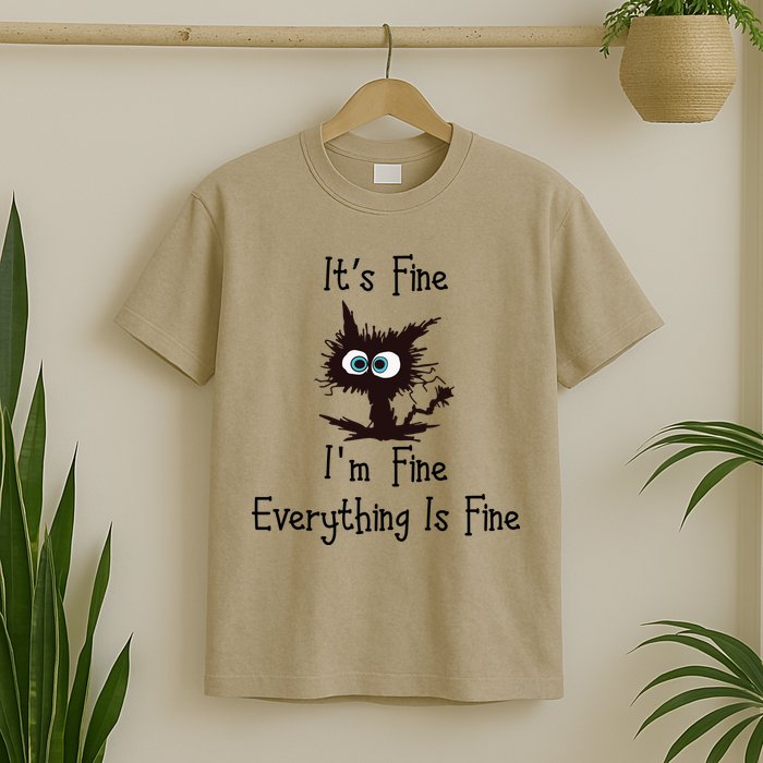 It's Fine I'm Fine Everything Is Fine Funny Cat T-Shirt