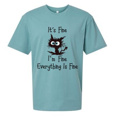 It's Fine I'm Fine Everything Is Fine Funny Cat Sueded Cloud Jersey T-Shirt