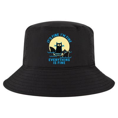 Its Fine Im Fine Everything Is Fine Funny Black Cat Shark Cool Comfort Performance Bucket Hat