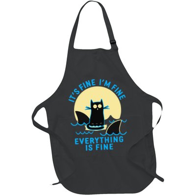 Its Fine Im Fine Everything Is Fine Funny Black Cat Shark Apron
