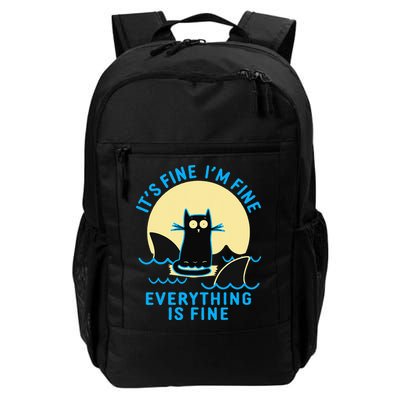 Its Fine Im Fine Everything Is Fine Funny Black Cat Shark Backpack