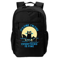 Its Fine Im Fine Everything Is Fine Funny Black Cat Shark Backpack