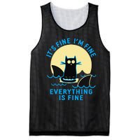 Its Fine Im Fine Everything Is Fine Funny Black Cat Shark Mesh Reversible Basketball Jersey Tank