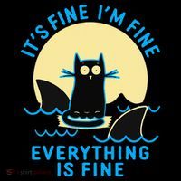 Its Fine Im Fine Everything Is Fine Funny Black Cat Shark Pom Pom 12in Knit Beanie