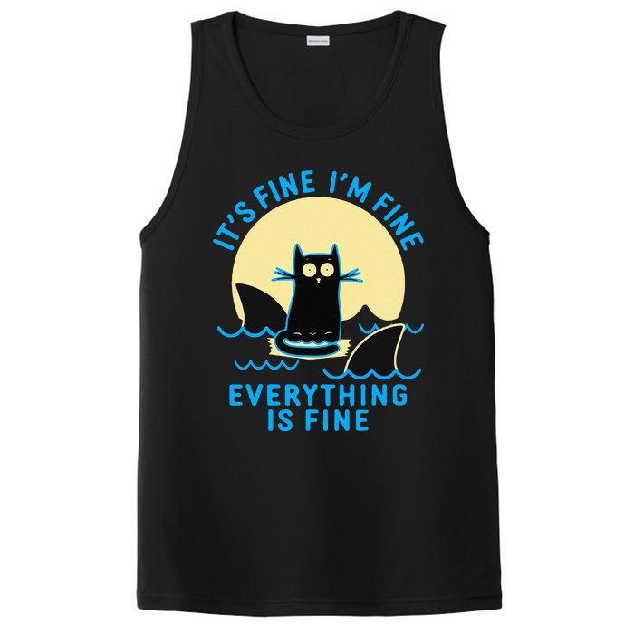 Its Fine Im Fine Everything Is Fine Funny Black Cat Shark PosiCharge Competitor Tank