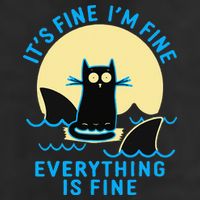 Its Fine Im Fine Everything Is Fine Funny Black Cat Shark Golf Towel