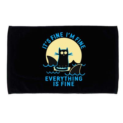 Its Fine Im Fine Everything Is Fine Funny Black Cat Shark Microfiber Hand Towel