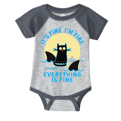 Its Fine Im Fine Everything Is Fine Funny Black Cat Shark Infant Baby Jersey Bodysuit