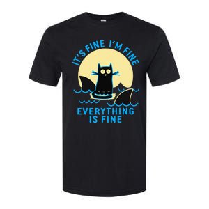 Its Fine Im Fine Everything Is Fine Funny Black Cat Shark Softstyle CVC T-Shirt