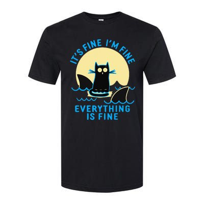 Its Fine Im Fine Everything Is Fine Funny Black Cat Shark Softstyle CVC T-Shirt