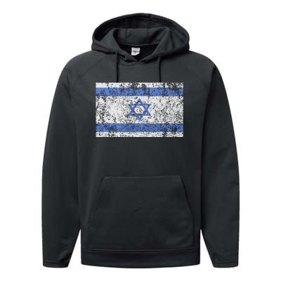 Israeli Flag Israel Jewish Star Of David Jerusalem Performance Fleece Hoodie