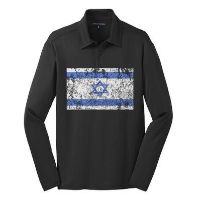 Israeli Flag Israel Jewish Star Of David Jerusalem Silk Touch Performance Long Sleeve Polo