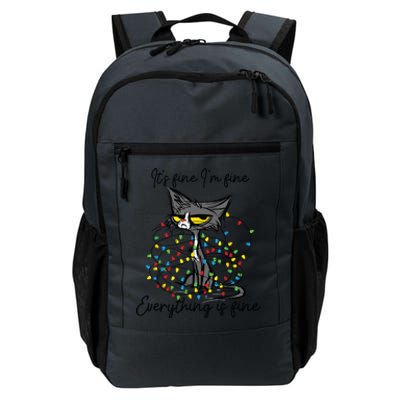 Its Fine Im Fine Everything Is Fine Funny Cat Christmas Daily Commute Backpack