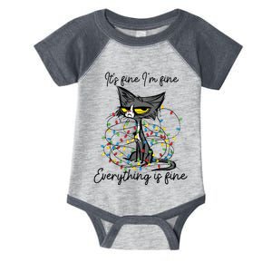 Its Fine Im Fine Everything Is Fine Funny Cat Christmas Infant Baby Jersey Bodysuit