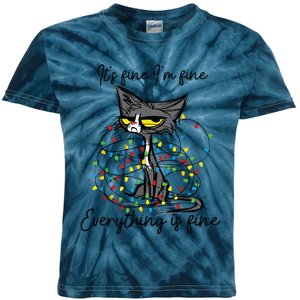 Its Fine Im Fine Everything Is Fine Funny Cat Christmas Kids Tie-Dye T-Shirt