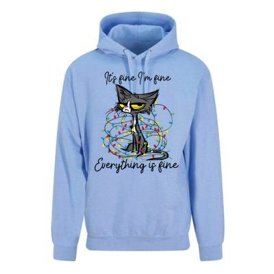 Its Fine Im Fine Everything Is Fine Funny Cat Christmas Unisex Surf Hoodie