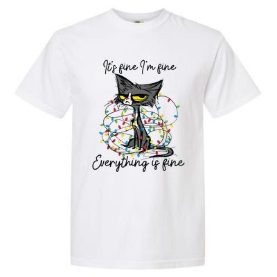 Its Fine Im Fine Everything Is Fine Funny Cat Christmas Garment-Dyed Heavyweight T-Shirt