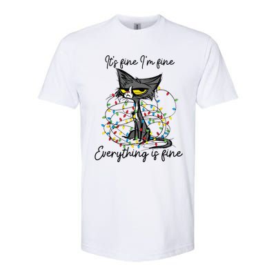 Its Fine Im Fine Everything Is Fine Funny Cat Christmas Softstyle CVC T-Shirt