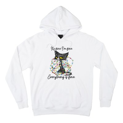 Its Fine Im Fine Everything Is Fine Funny Cat Christmas Hoodie