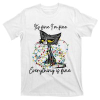 Its Fine Im Fine Everything Is Fine Funny Cat Christmas T-Shirt