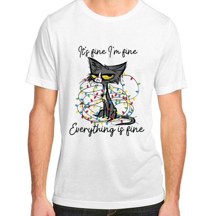 Its Fine Im Fine Everything Is Fine Funny Cat Christmas Adult ChromaSoft Performance T-Shirt