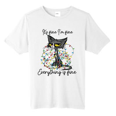 Its Fine Im Fine Everything Is Fine Funny Cat Christmas Tall Fusion ChromaSoft Performance T-Shirt