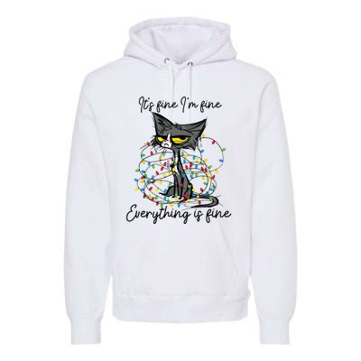 Its Fine Im Fine Everything Is Fine Funny Cat Christmas Premium Hoodie