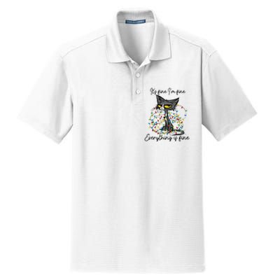 Its Fine Im Fine Everything Is Fine Funny Cat Christmas Dry Zone Grid Polo