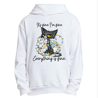 Its Fine Im Fine Everything Is Fine Funny Cat Christmas Urban Pullover Hoodie