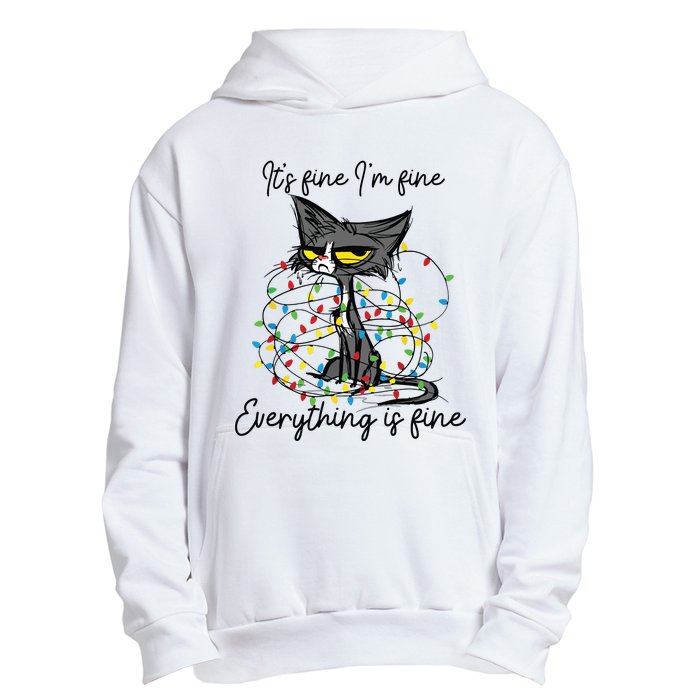 Its Fine Im Fine Everything Is Fine Funny Cat Christmas Urban Pullover Hoodie