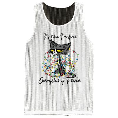 Its Fine Im Fine Everything Is Fine Funny Cat Christmas Mesh Reversible Basketball Jersey Tank