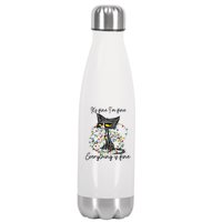 Its Fine Im Fine Everything Is Fine Funny Cat Christmas Stainless Steel Insulated Water Bottle