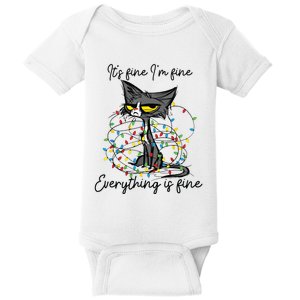 Its Fine Im Fine Everything Is Fine Funny Cat Christmas Baby Bodysuit