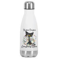 Its Fine Im Fine Everything Is Fine Funny Cat Christmas Stainless Steel Insulated Water Bottle