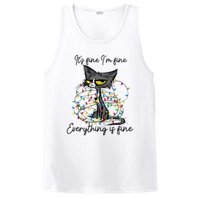 Its Fine Im Fine Everything Is Fine Funny Cat Christmas PosiCharge Competitor Tank