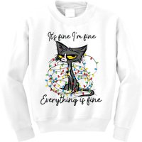 Its Fine Im Fine Everything Is Fine Funny Cat Christmas Kids Sweatshirt