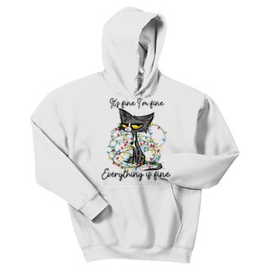 Its Fine Im Fine Everything Is Fine Funny Cat Christmas Kids Hoodie