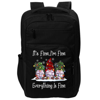 Its Fine I'm Fine Everything Is Fine Gnome Christmas Lights Long Sleeve Impact Tech Backpack