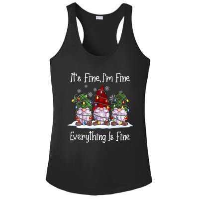 Its Fine I'm Fine Everything Is Fine Gnome Christmas Lights Long Sleeve Ladies PosiCharge Competitor Racerback Tank