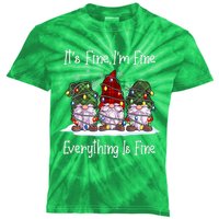 Its Fine I'm Fine Everything Is Fine Gnome Christmas Lights Long Sleeve Kids Tie-Dye T-Shirt