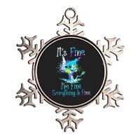 It's Fine I'm Fine Everything Is Fine Funny Cat Tie Dye Metallic Star Ornament