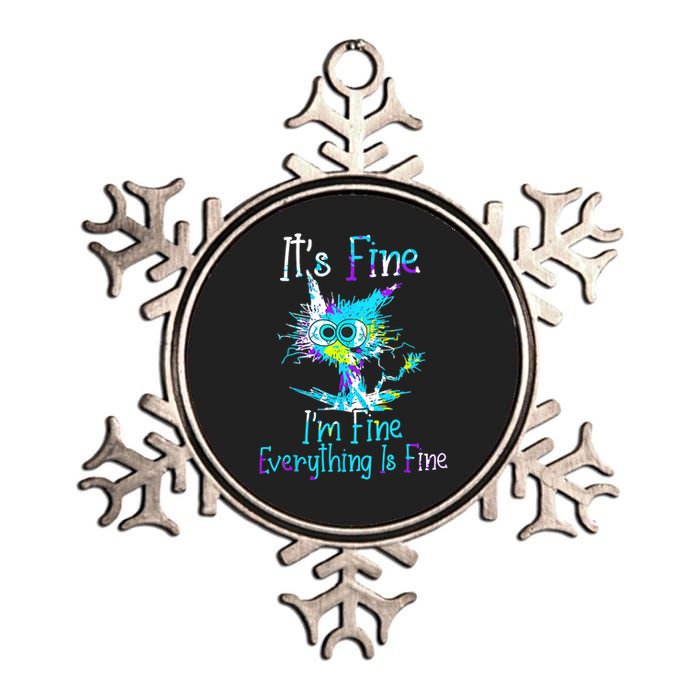 It's Fine I'm Fine Everything Is Fine Funny Cat Tie Dye Metallic Star Ornament